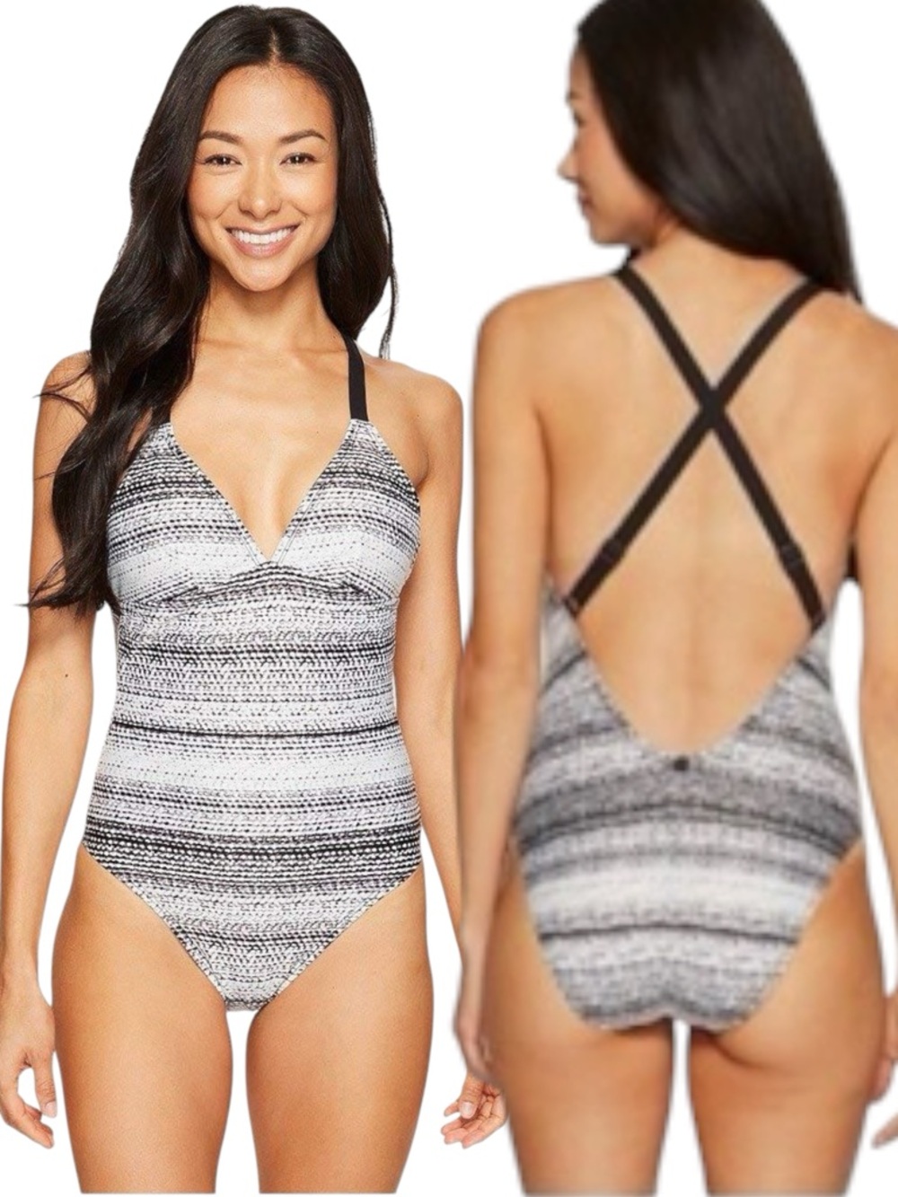 Lole Black/Cream Madeirella One Piece Swimsuit (M)